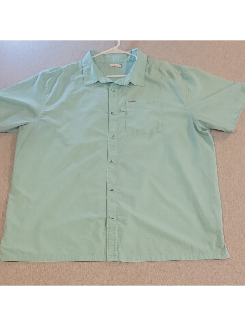 Columbia PFG Men’s XXL Light Blue Short Sleeve Fishing Shirt Polyester Pockets